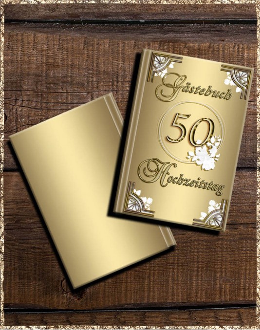 50 Jahre - goldene Hochzeit - Gästebuch weiß gold